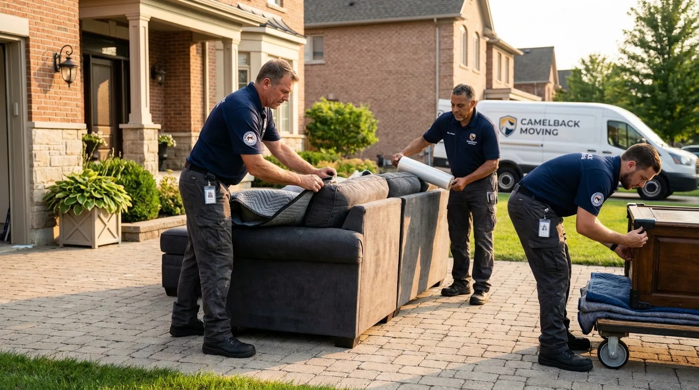 Large estate moving crew wrapping furniture in Grand Ledge, MI